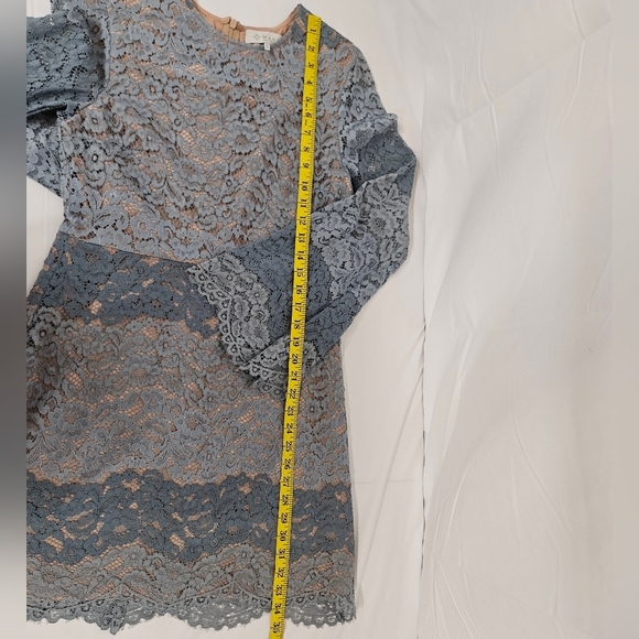 WAYF Dream Lover Long Sleeve Lace Mini Dress In Blue Size Medium - Picture 12 of 12